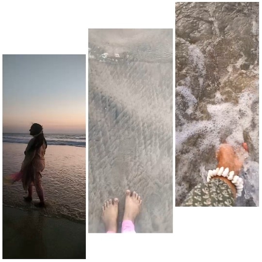 Sunset Beach Scene with Waves