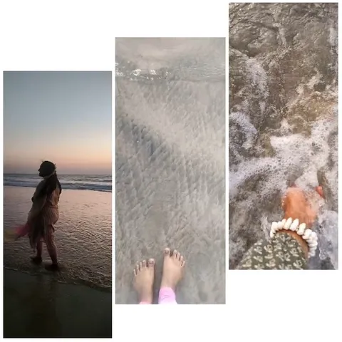 Sunset Beach Scene with Waves