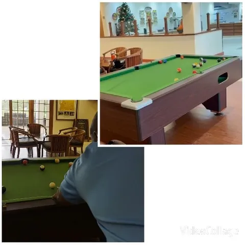 Empty Pool Table with Christmas Theme