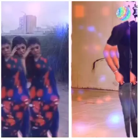 Women in Blue Dresses and Disco Ball
