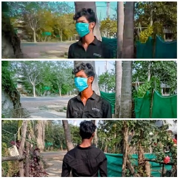 Person in Blue Mask Outdoors