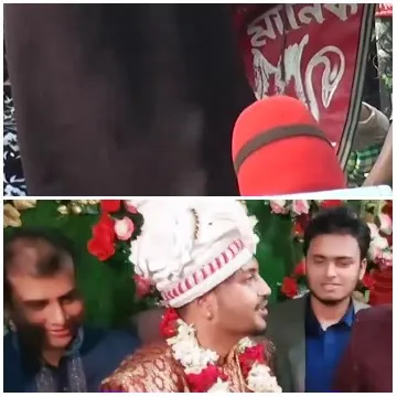 Microphone and Festive Wedding Scene