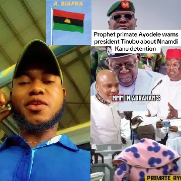 Man with Biafra Flag and Political Text