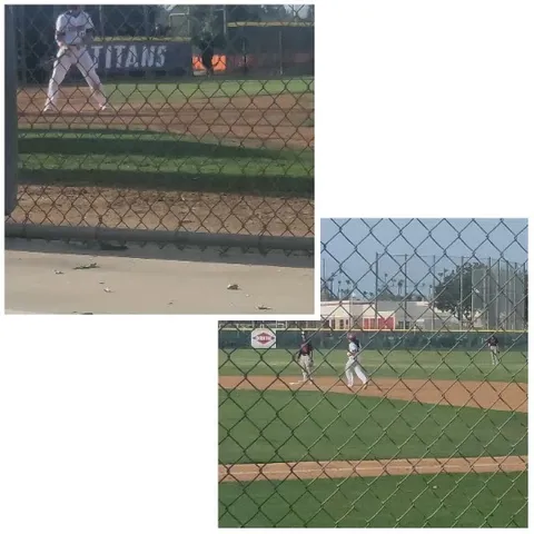 Baseball Game Through Chain-Link Fence
