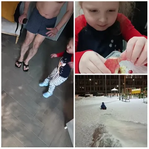 Child Playing in Snowy Playground