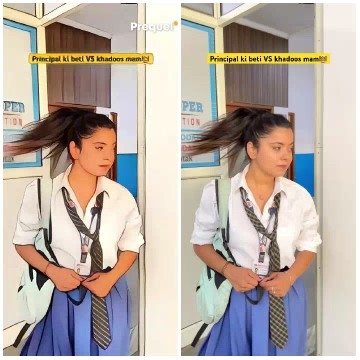Girl in School Uniform by Doorway