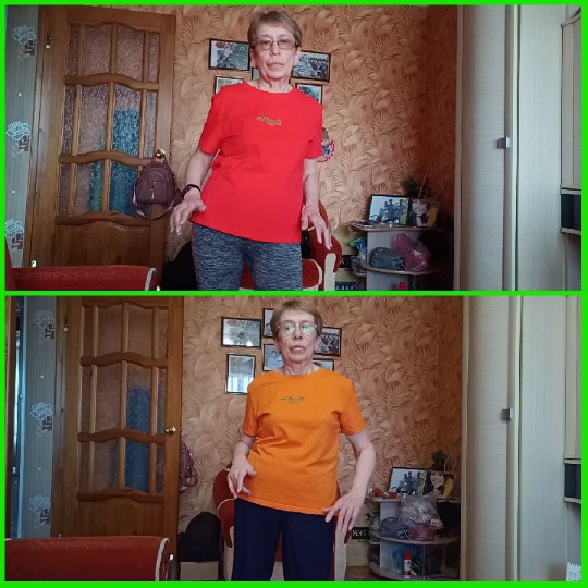 Older Woman in Two Indoor Settings