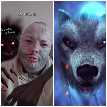 Facial Tattoos and Intense Wolf Illustration