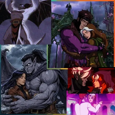 Animated Characters in Romantic Embrace