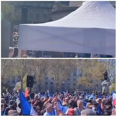 Public Gathering with Flags