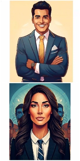 Smiling Man and Confident Woman
