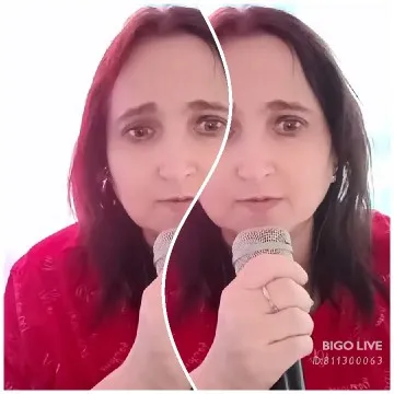 Woman Singing with Mirrored Effect