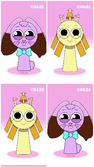 Colorful Cartoon Characters on Pink Background