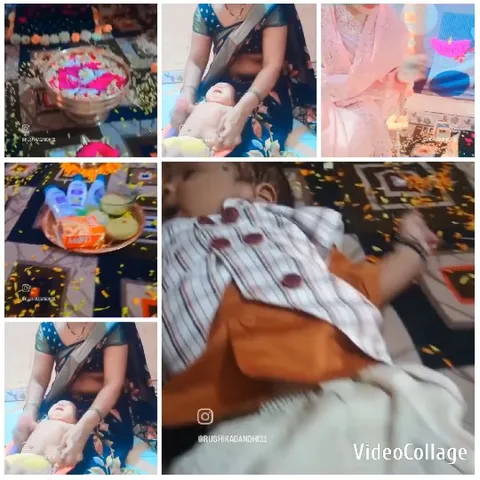 Women with Baby Near Religious Setup