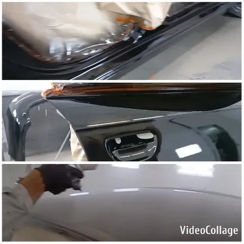 Spray Painting a Car in Workshop
