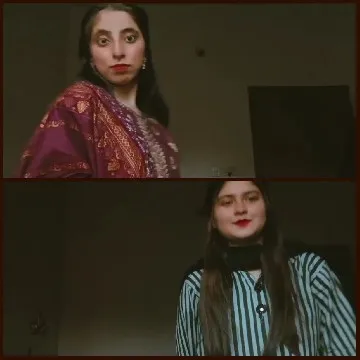 Women in Shawl and Striped Shirt