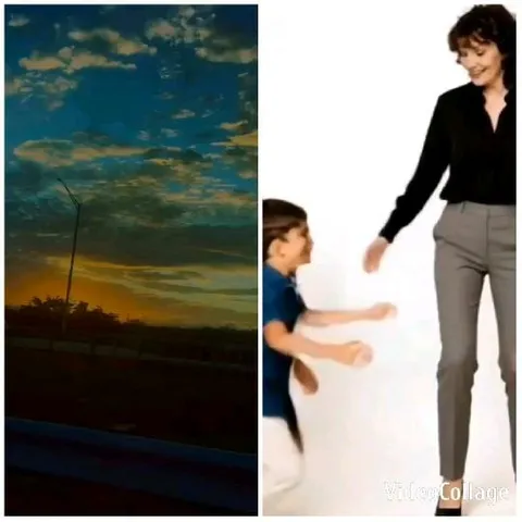 Sunset Scene with Joyful Child