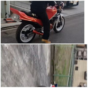 Person on Red Motorcycle in City