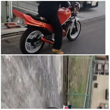 Person on Red Motorcycle in City