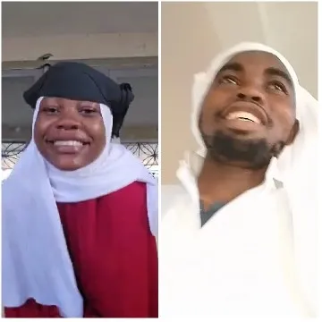 Smiling Individuals in White Garments
