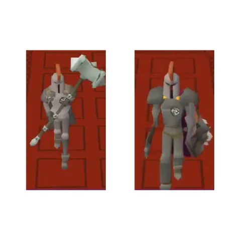 Pixelated Knights on Red Background