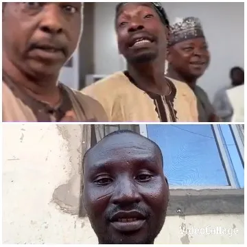 Three Men Indoors and One Outdoors