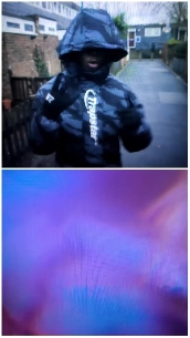 Hoodie Person and Colorful Abstract