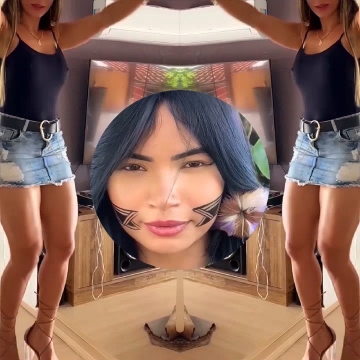 Mirrored Woman in Living Room
