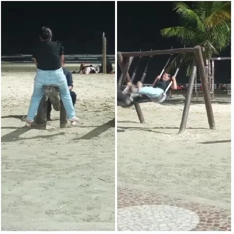 Beach Gathering and Swing Set Fun
