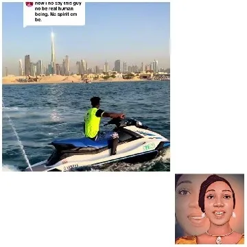 Person Jet Skiing with City Skyline