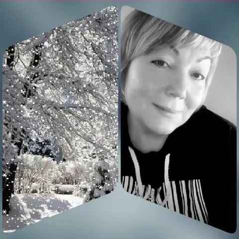 Snowy Landscape and Smiling Portrait