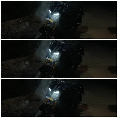 Motorcycle at Night with Headlights