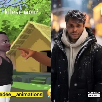 Animated Character and Snowy Man