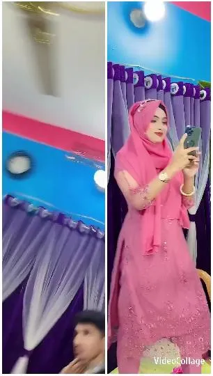 Woman in Pink Dress with Phone