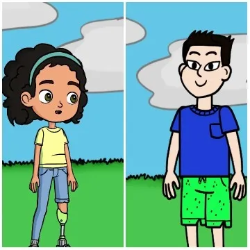 Young Girl with Prosthetic Leg Outdoors