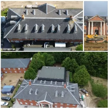 Aerial Views of Brick Building