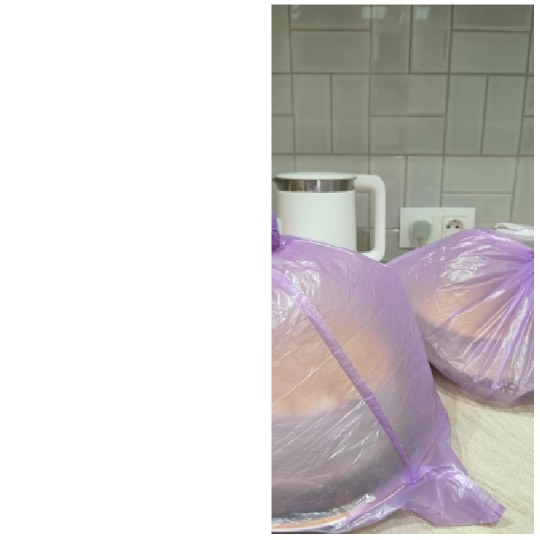 Purple Bags on Kitchen Counter