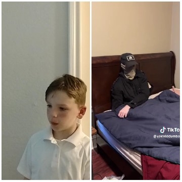 Boy Against Wall and Covered Person