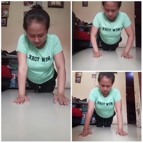 Woman Doing Push-Ups Inside