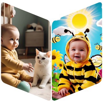Baby with Cat and Bee Costume