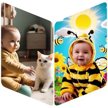 Baby with Cat and Bee Costume