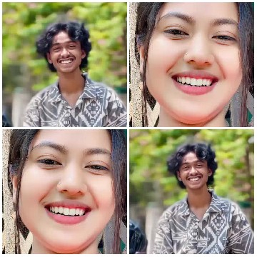 Two Smiling Faces in Blurred Background