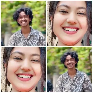 Two Smiling Faces in Blurred Background