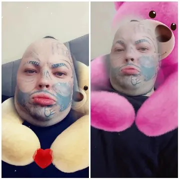 Face Tattoos with Plush Toys