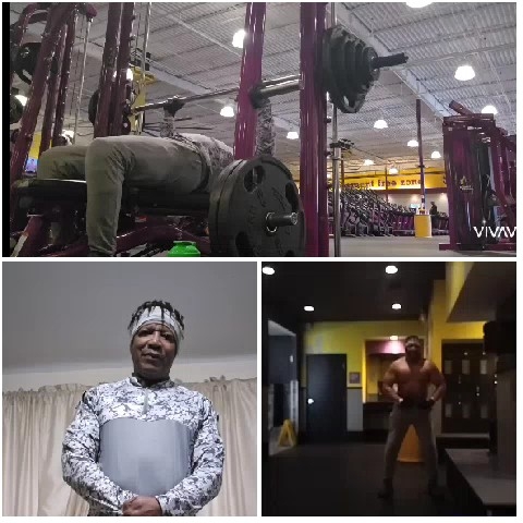 Lying on Bench Press with Gym Scenes