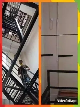 Person on Staircase and Industrial Space