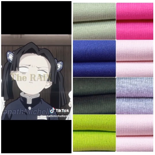 Anime Character and Fabric Swatches
