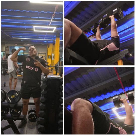Man Flexing at the Gym