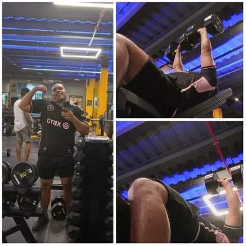 Man Flexing at the Gym