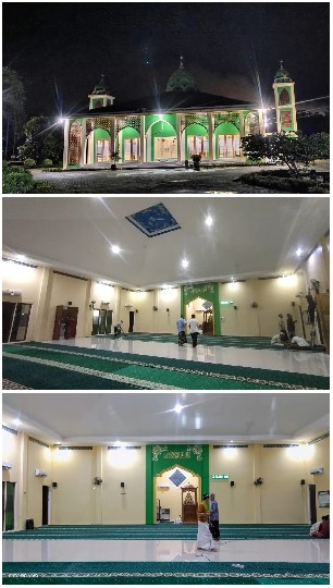 Mosque Exterior and Interior at Night